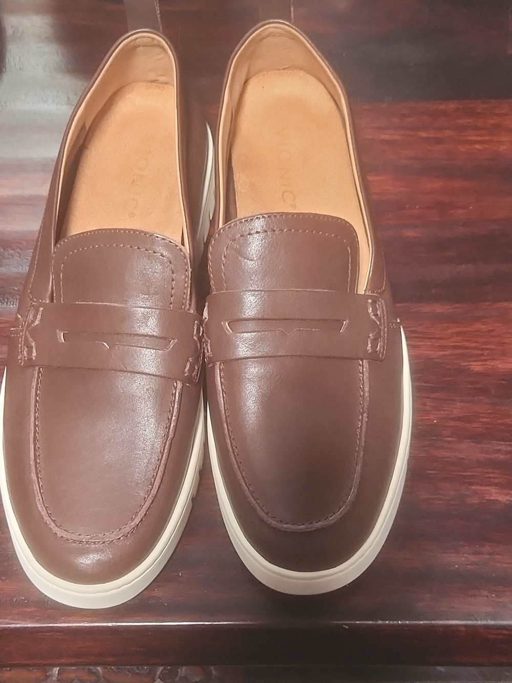 Vionic Brown Leather Penny Loafers for Women - Casual Slip-On